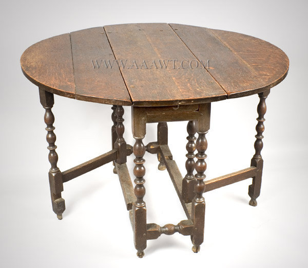 Gate Leg Table with Drawer, William and Mary, Original Surface
Early 18th Century
England, entire view